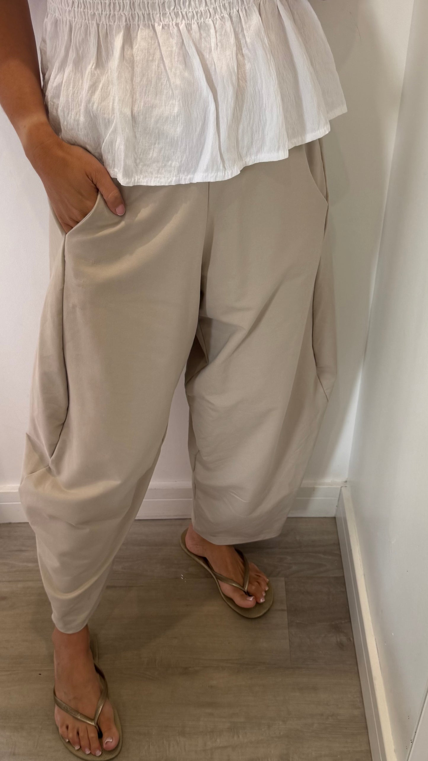 SAND COCOON JERSEY TROUSERS