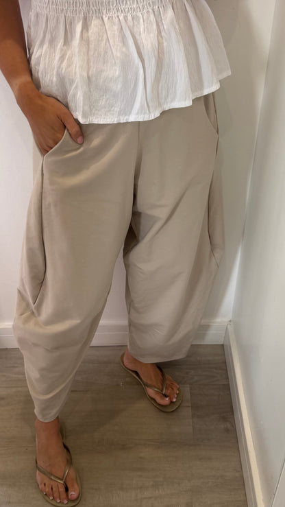 SAND COCOON JERSEY TROUSERS