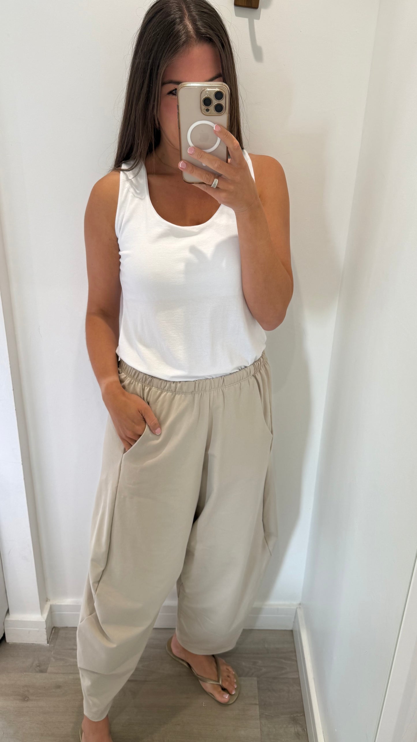 SAND COCOON JERSEY TROUSERS