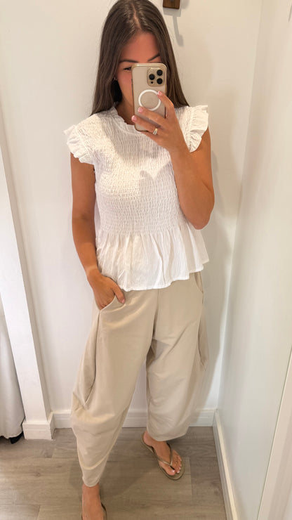 SAND COCOON JERSEY TROUSERS