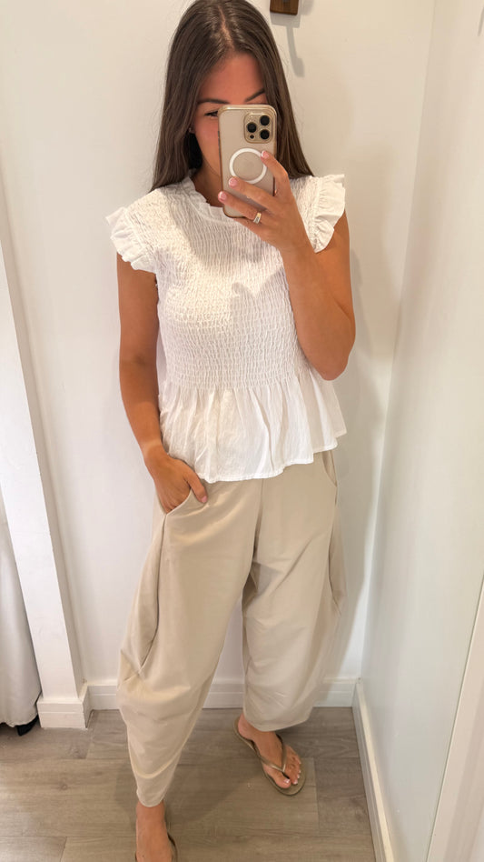 SAND COCOON JERSEY TROUSERS