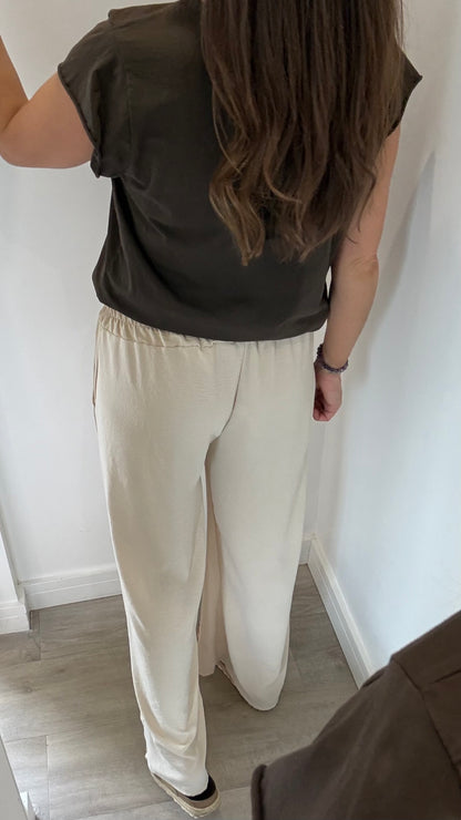 SAND DRAWSTRING TROUSERS