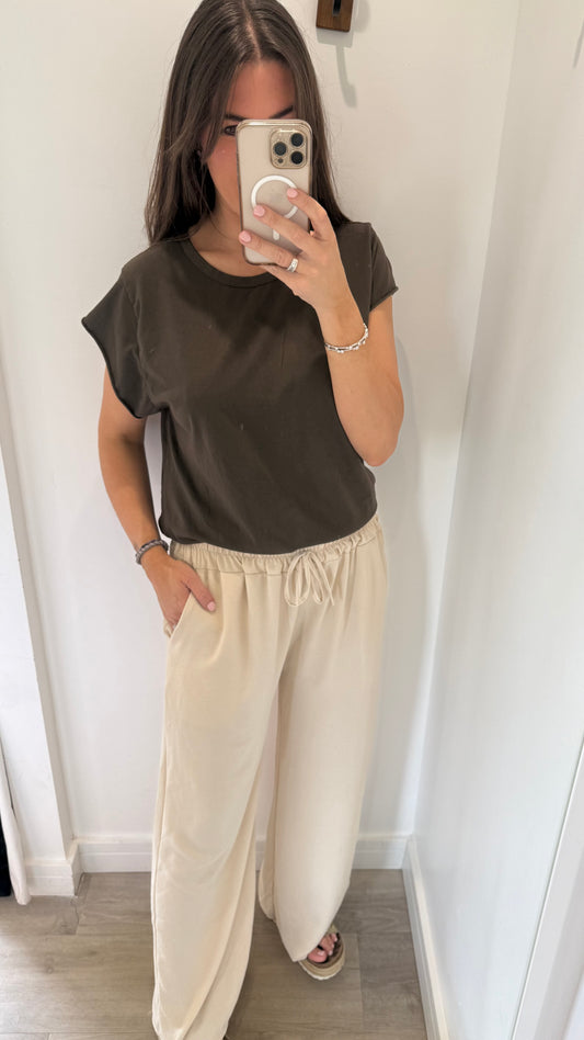 SAND DRAWSTRING TROUSERS