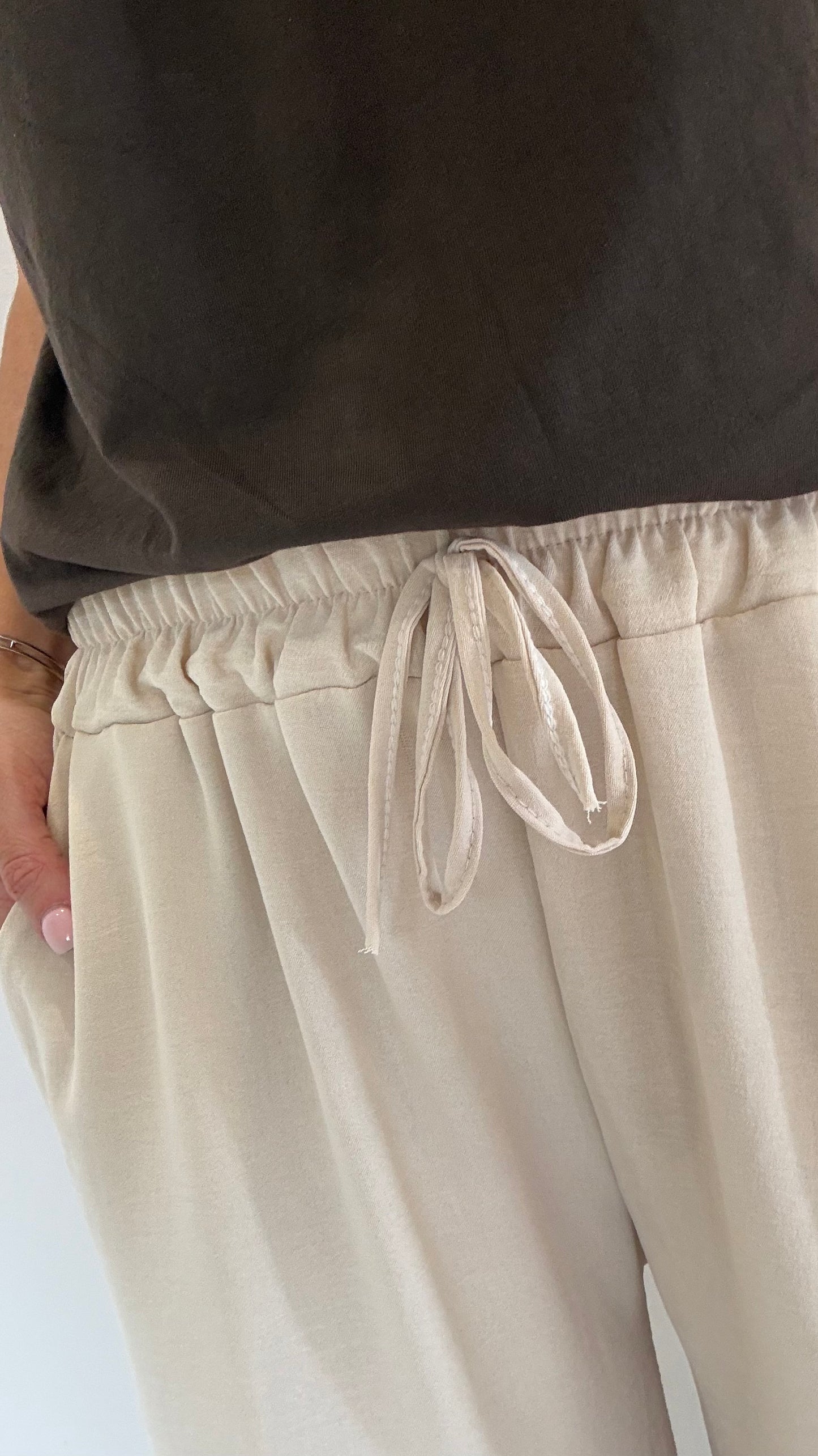 SAND DRAWSTRING TROUSERS
