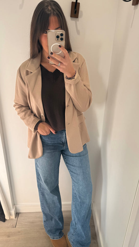 SAND JERSEY BLAZER