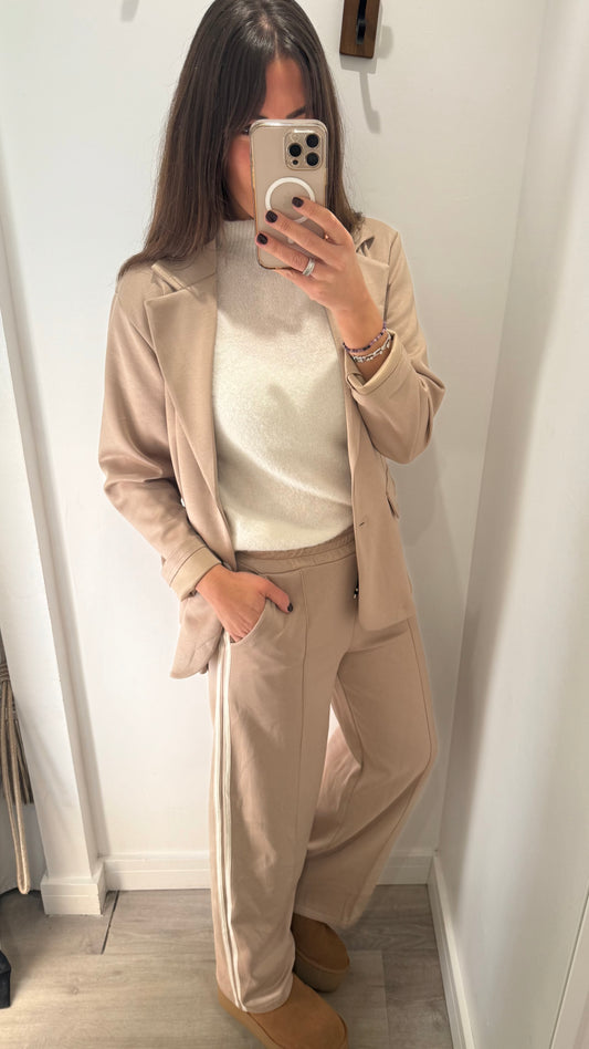 SAND STRIPE JERSEY JOGGER TROUSERS