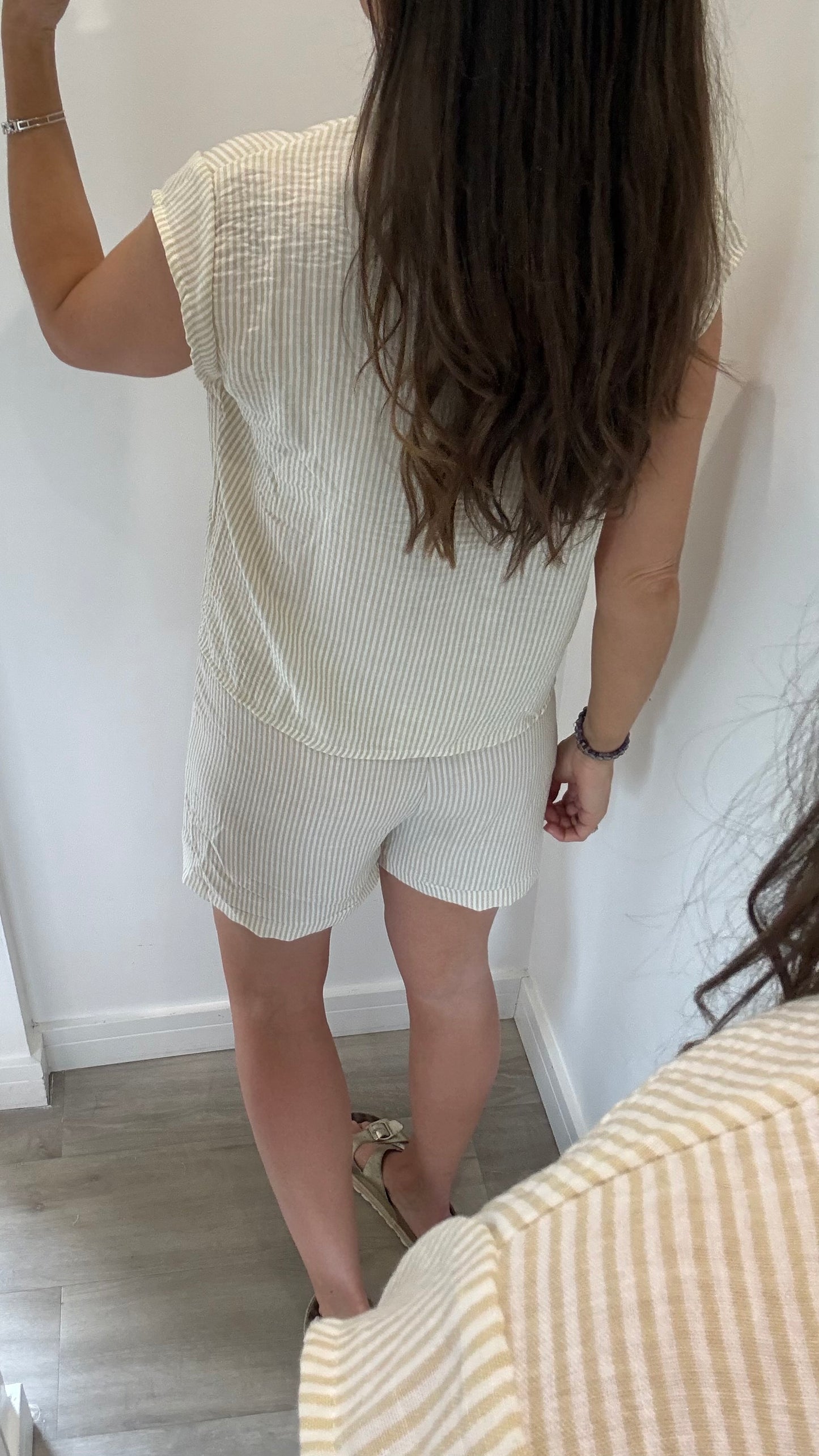 SAND STRIPE SHORT SET