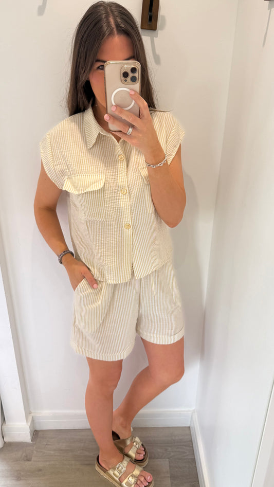 SAND STRIPE SHORT SET