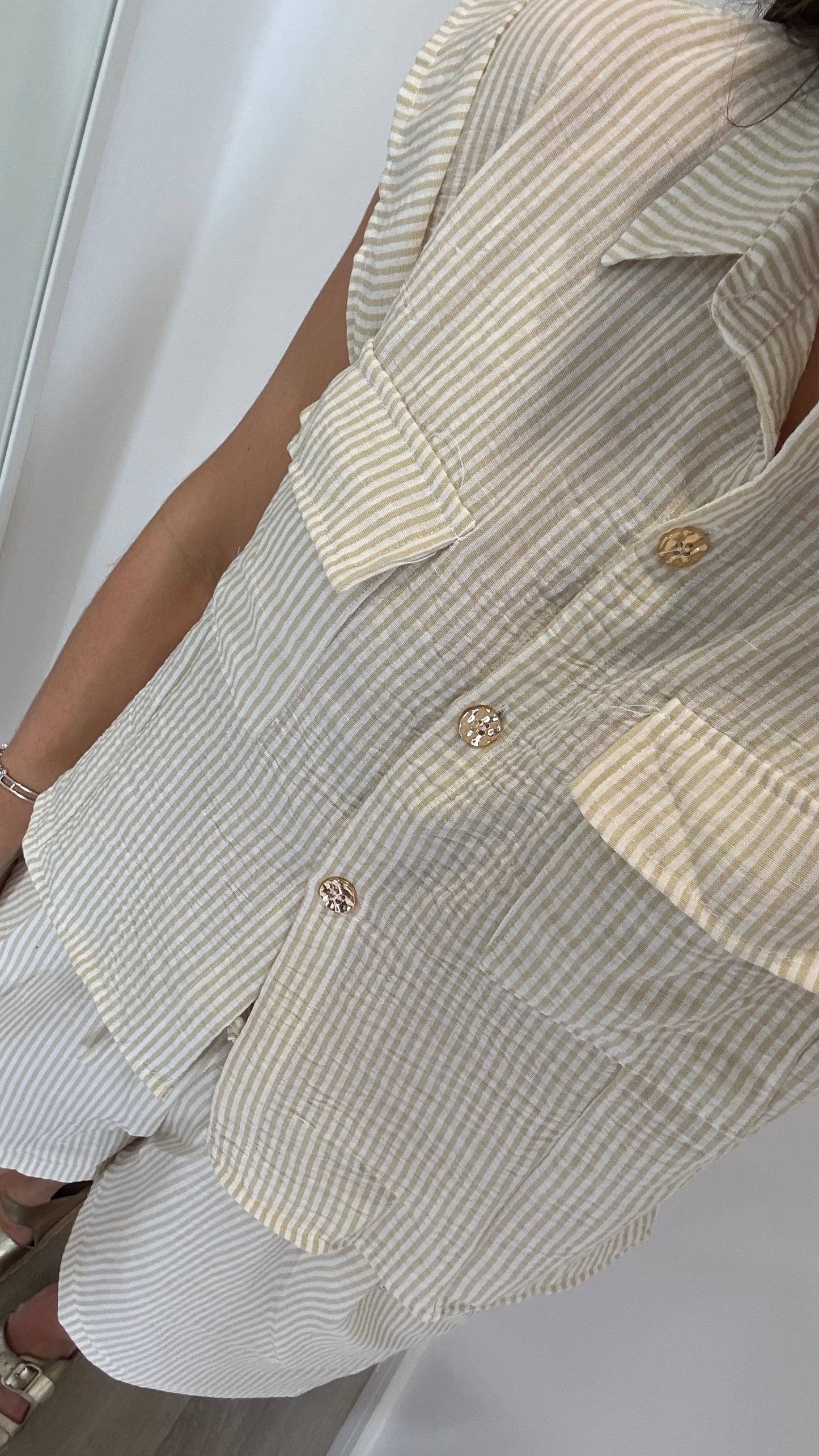 SAND STRIPE SHORT SET