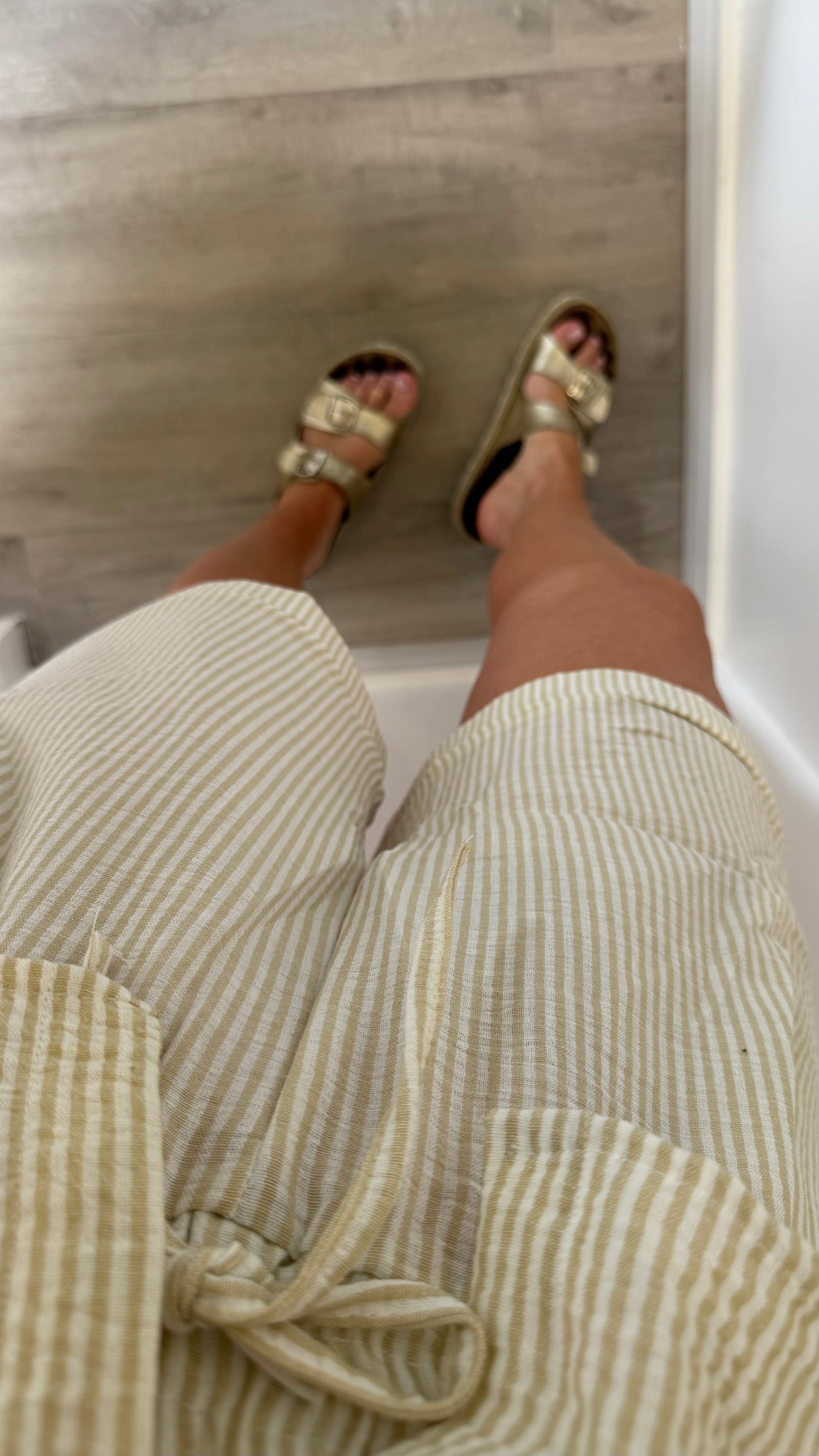 SAND STRIPE SHORT SET