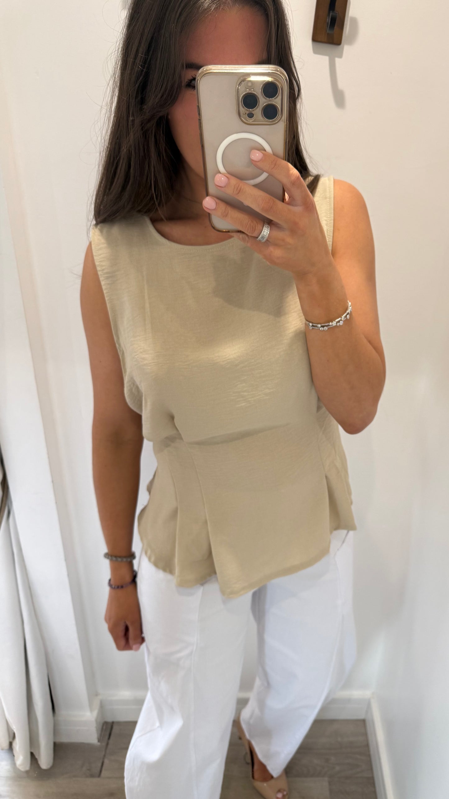 SAND TIE BACK SLEEVELESS TOP