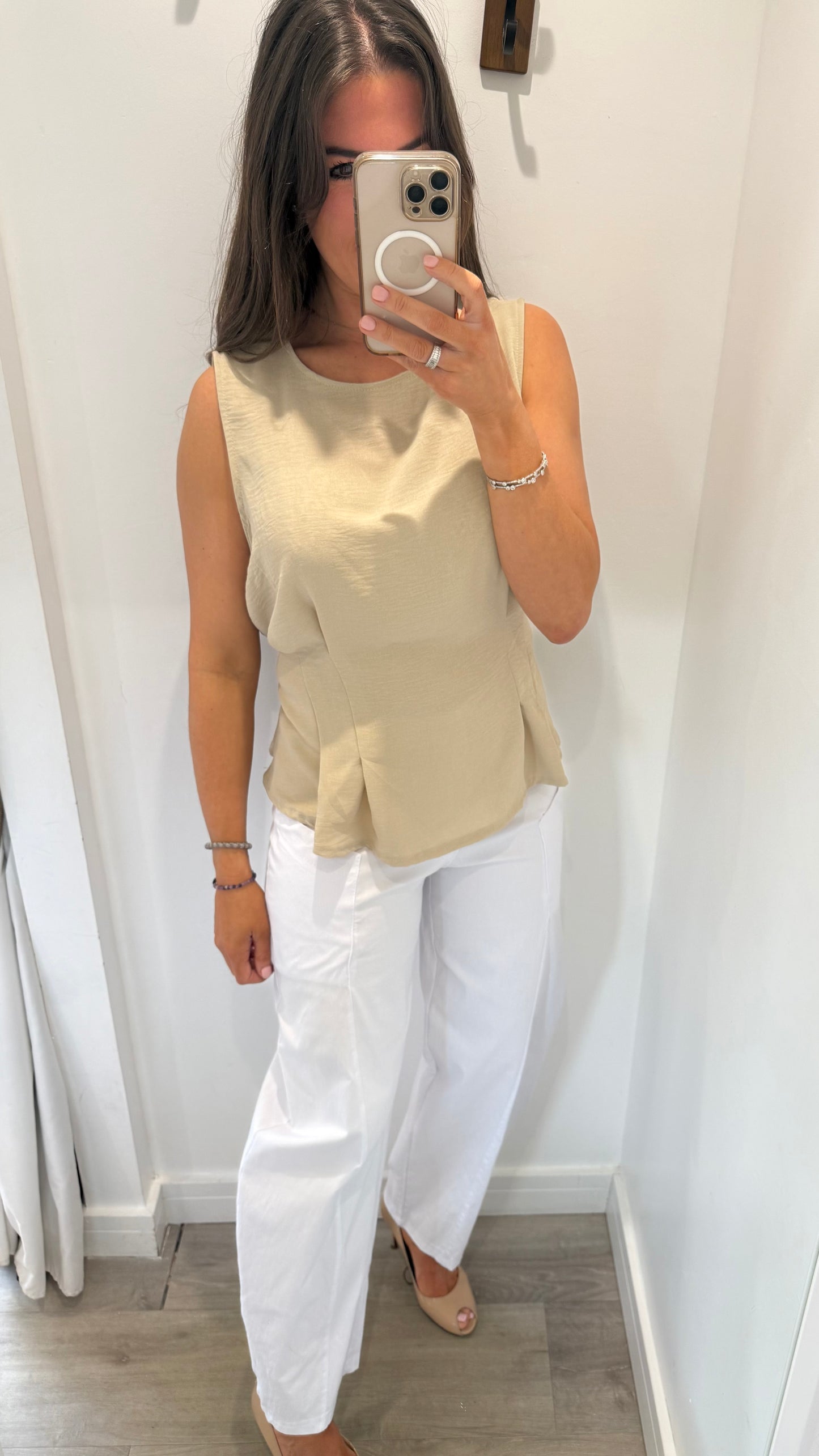 SAND TIE BACK SLEEVELESS TOP