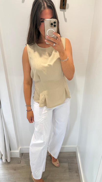 SAND TIE BACK SLEEVELESS TOP