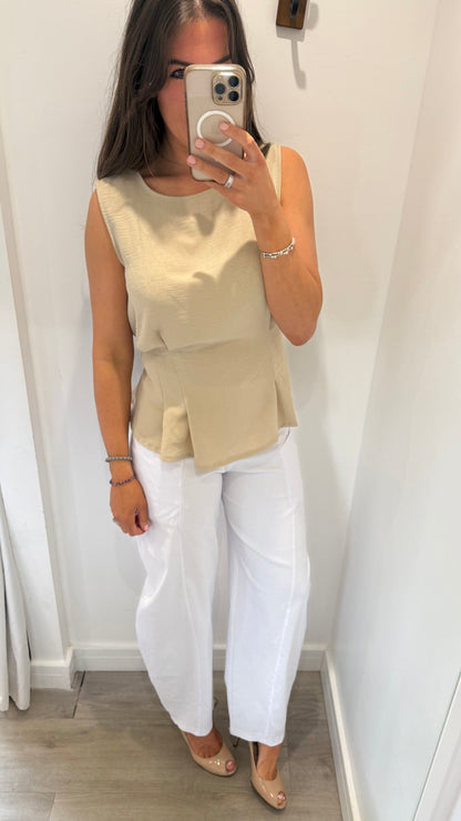 SAND TIE BACK SLEEVELESS TOP