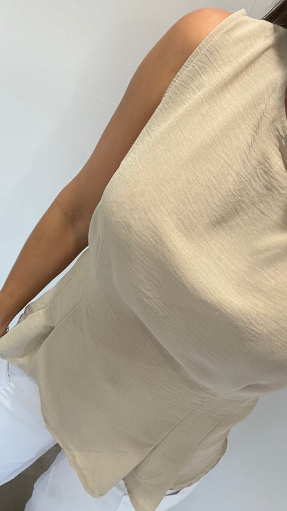 SAND TIE BACK SLEEVELESS TOP