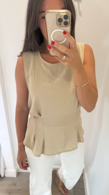 SAND TIE BACK SLEEVELESS TOP