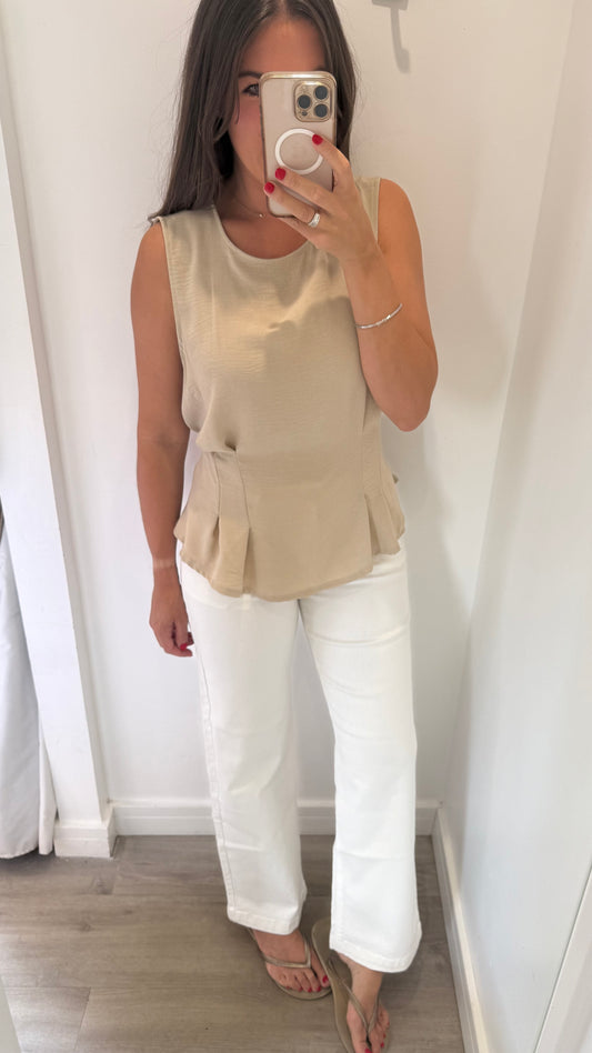 SAND TIE BACK SLEEVELESS TOP