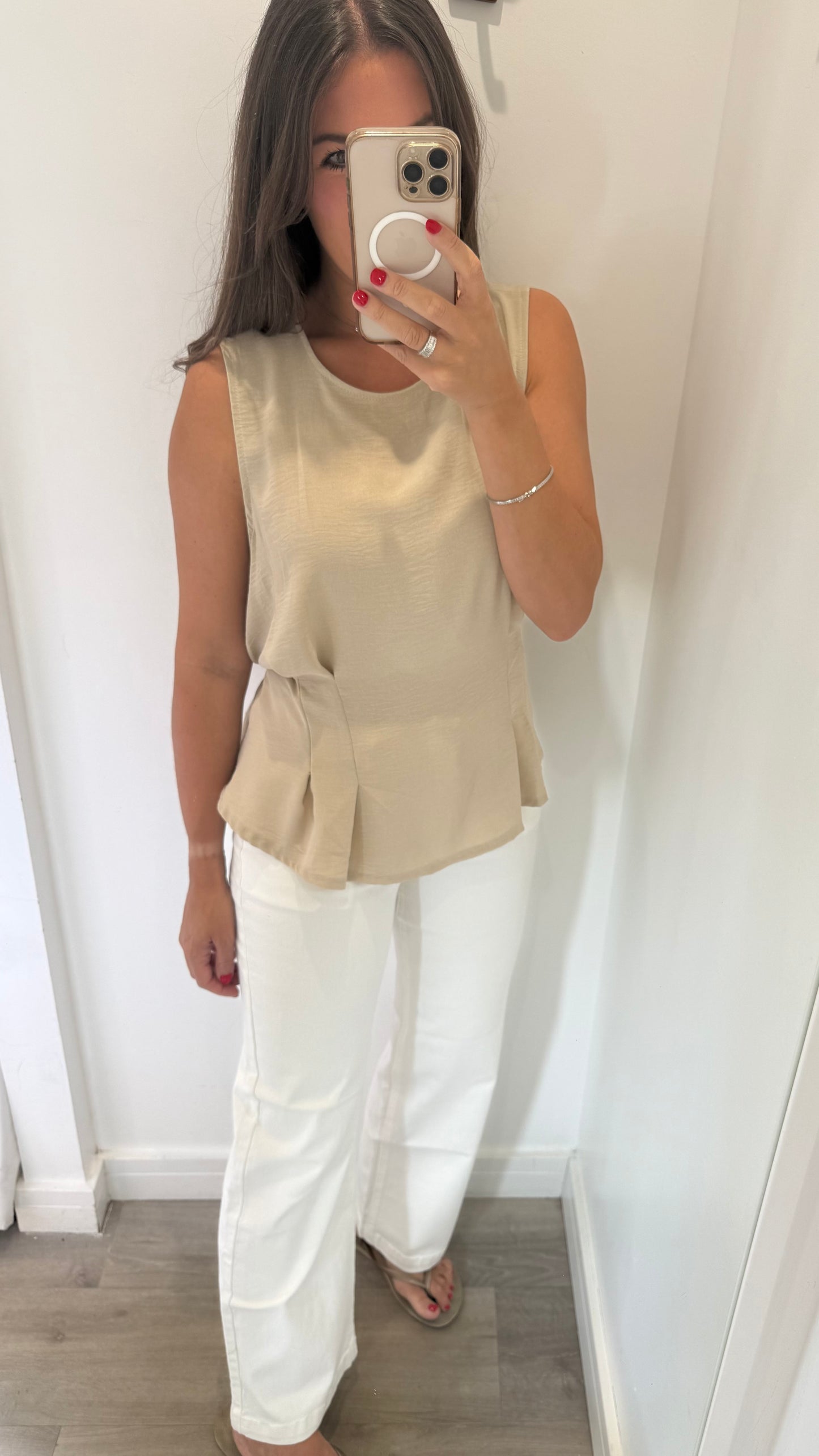 SAND TIE BACK SLEEVELESS TOP