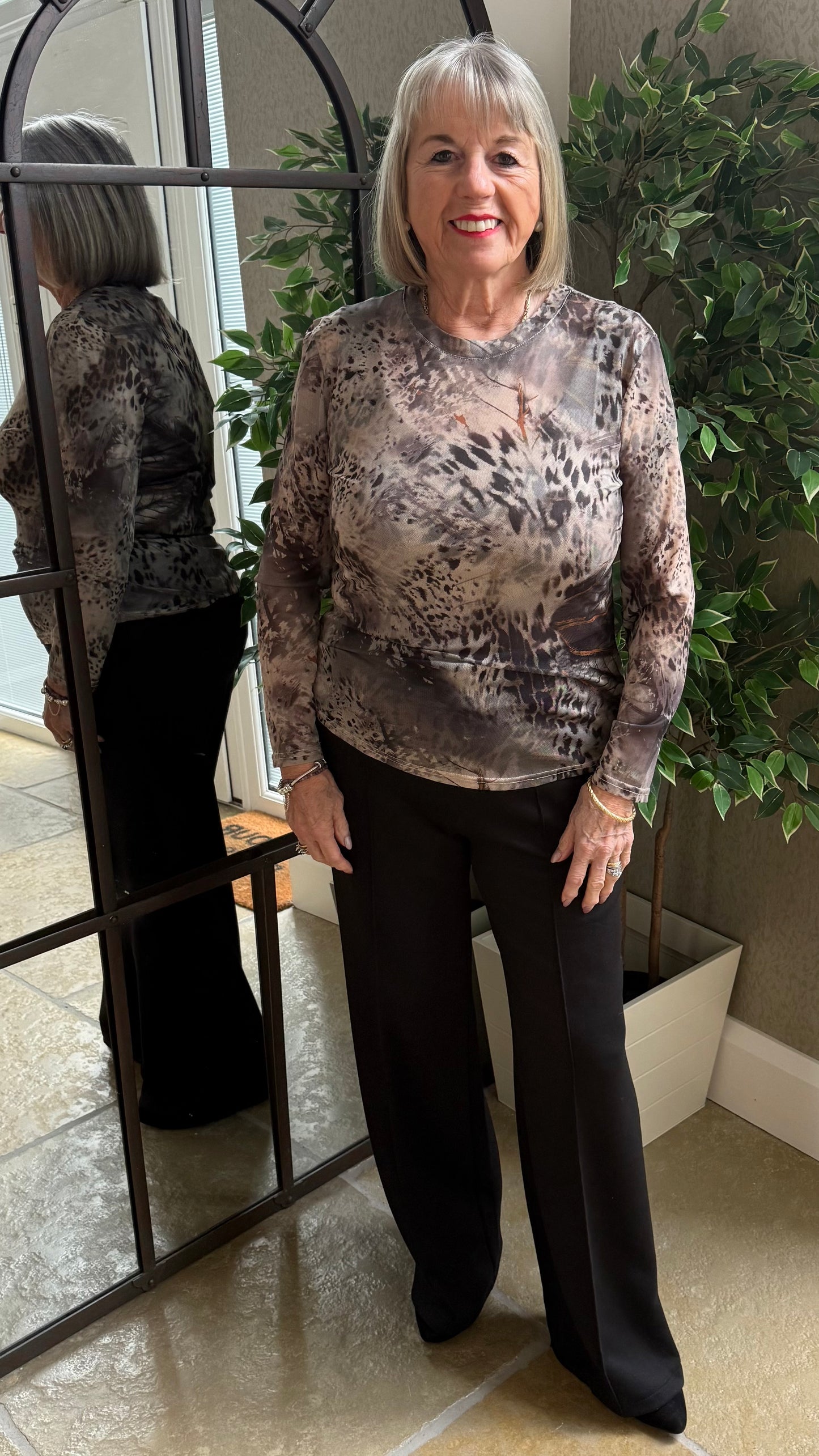SHEER ANIMAL PRINT TOP