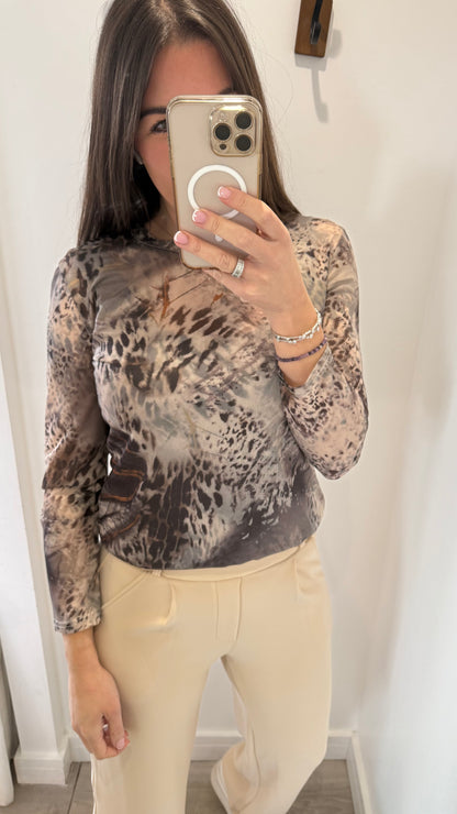 SHEER ANIMAL PRINT TOP