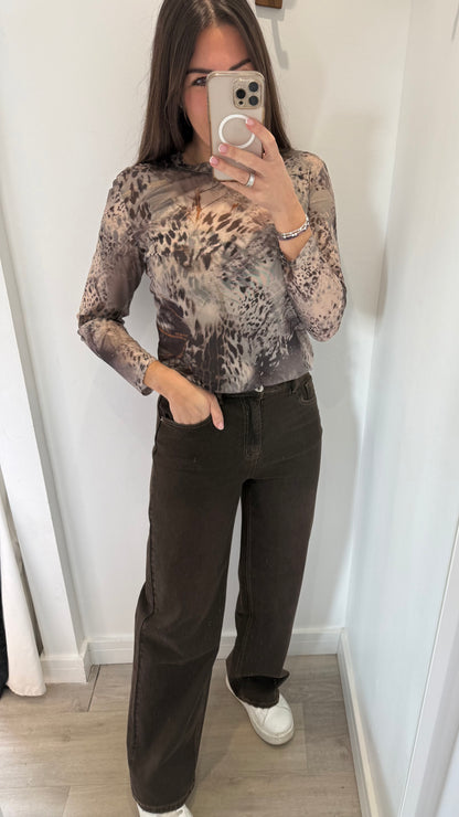 SHEER ANIMAL PRINT TOP