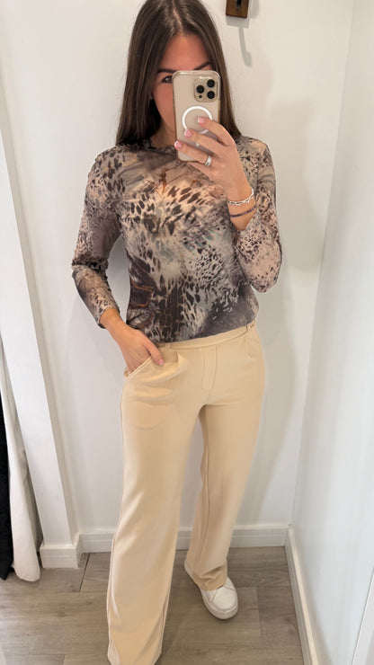 SHEER ANIMAL PRINT TOP