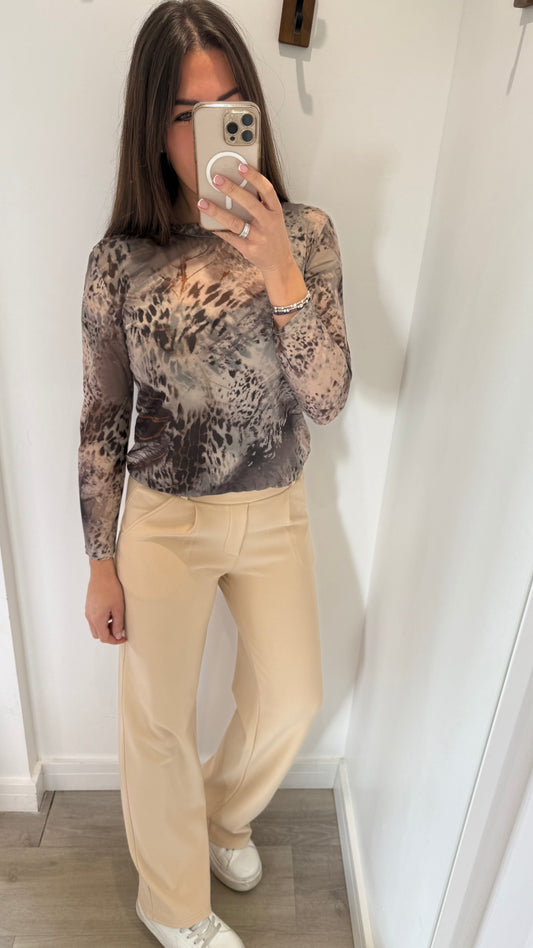 SHEER ANIMAL PRINT TOP