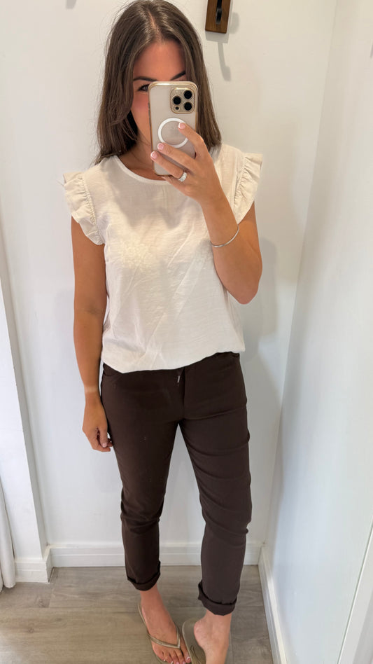 BUTTON BACK TOP - NATURAL STONE
