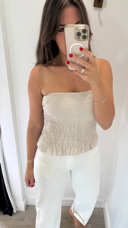 STONE SHIRRED BOOB TUBE
