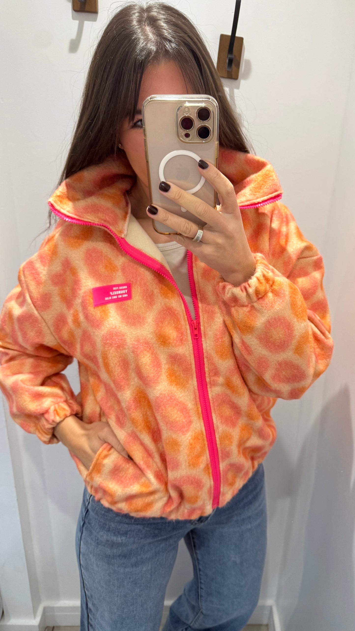 SUNSET LEOPARD ZIP-UP FLEECE JACKET