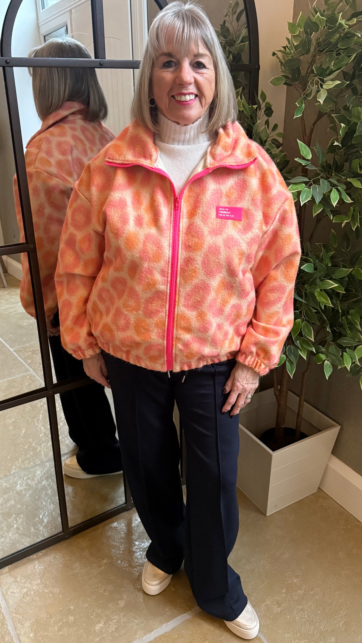 SUNSET LEOPARD ZIP-UP FLEECE JACKET