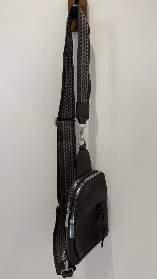 THE EVERYDAY DOUBLE ZIP CROSSBODY SLING BAG – CHARCOAL