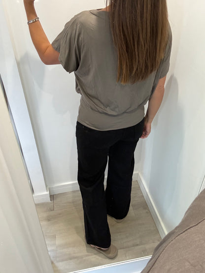 TAUPE EASY DRAPE BATWING TOP
