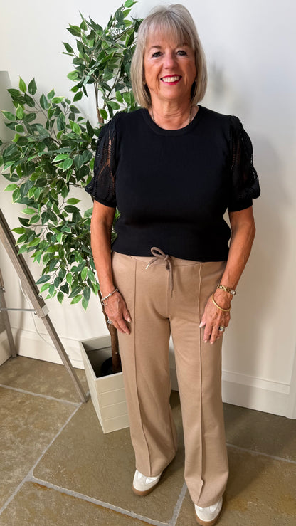 TAUPE STRAIGHT LEG TROUSERS