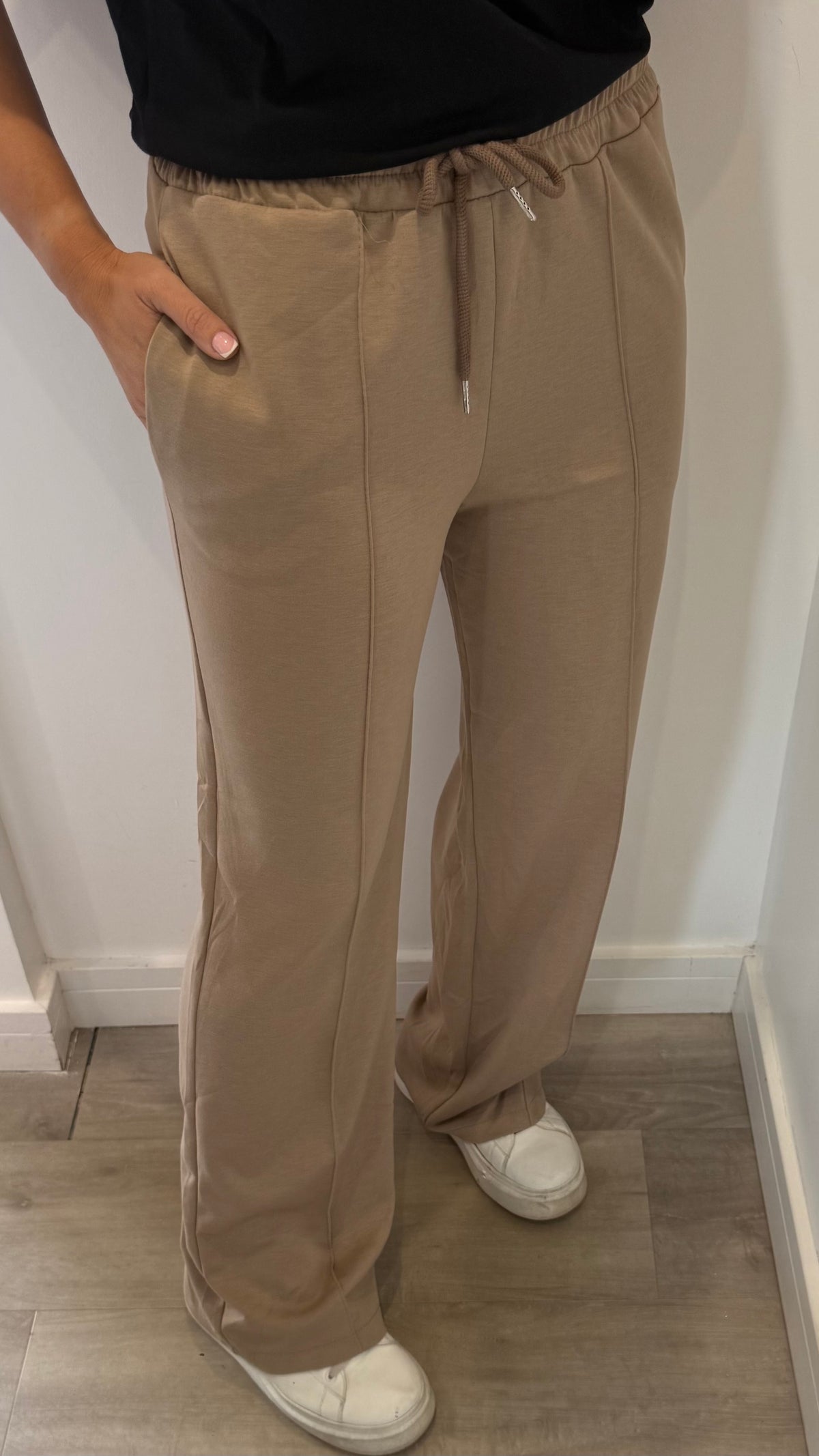 TAUPE STRAIGHT LEG TROUSERS