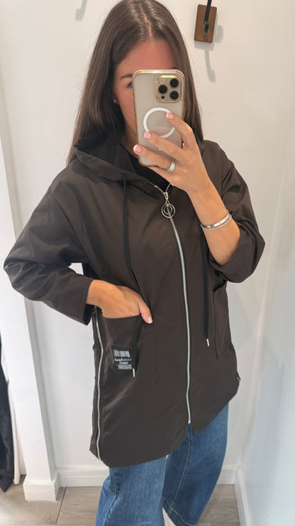 THE EVERYDAY HOODED MAC — CHOCOLATE