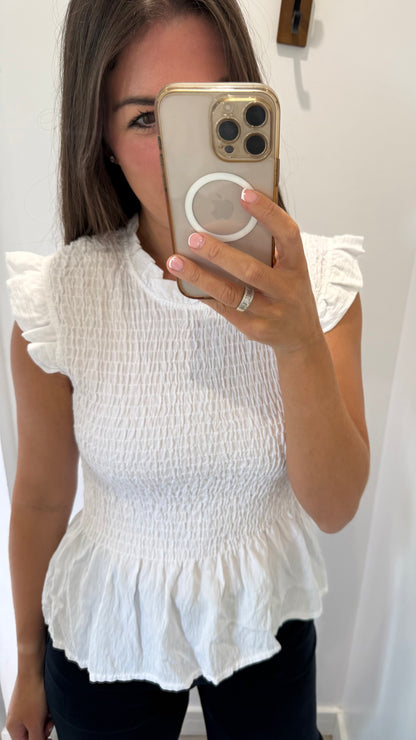 THE EVERYDAY SHIRRED TOP - WHITE