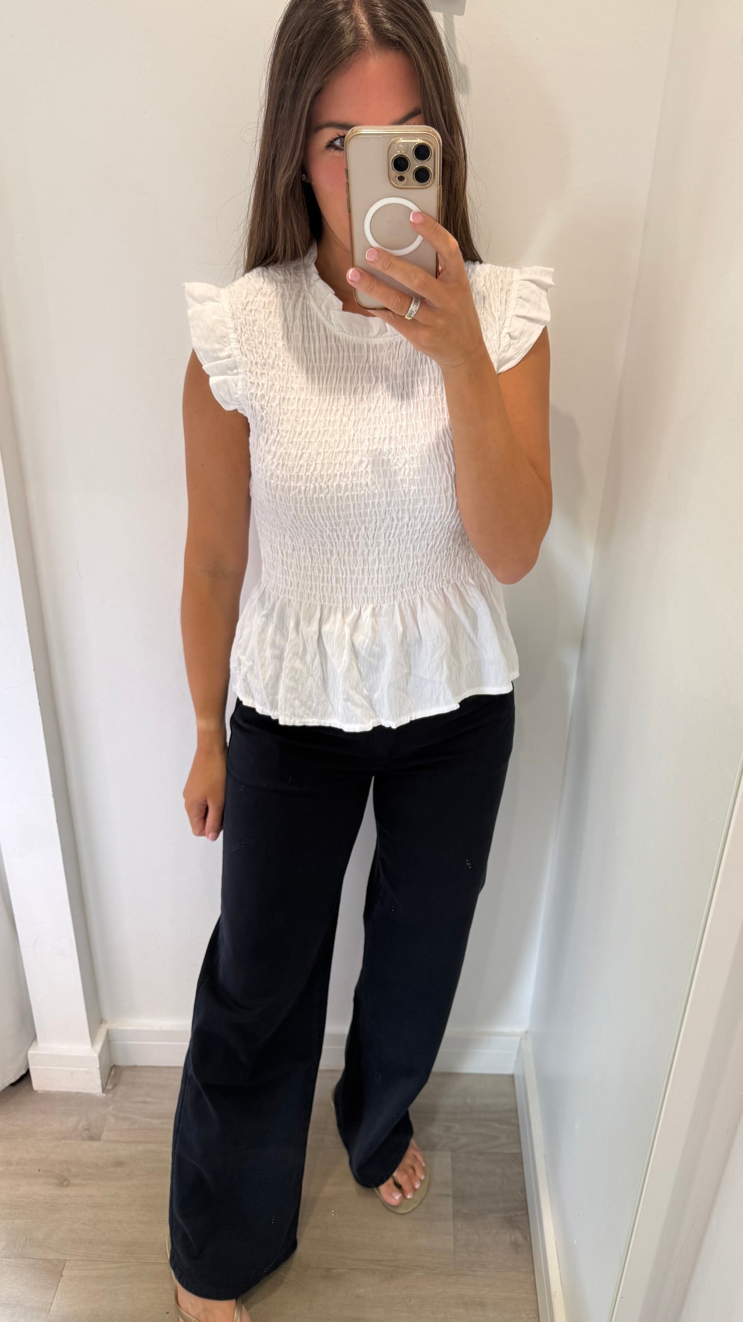 THE EVERYDAY SHIRRED TOP - WHITE
