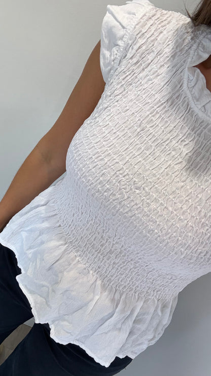 THE EVERYDAY SHIRRED TOP - WHITE