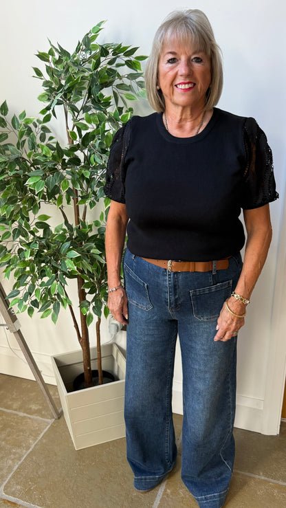 THE FRONT POCKET WIDE LEG JEAN WITH BELT
