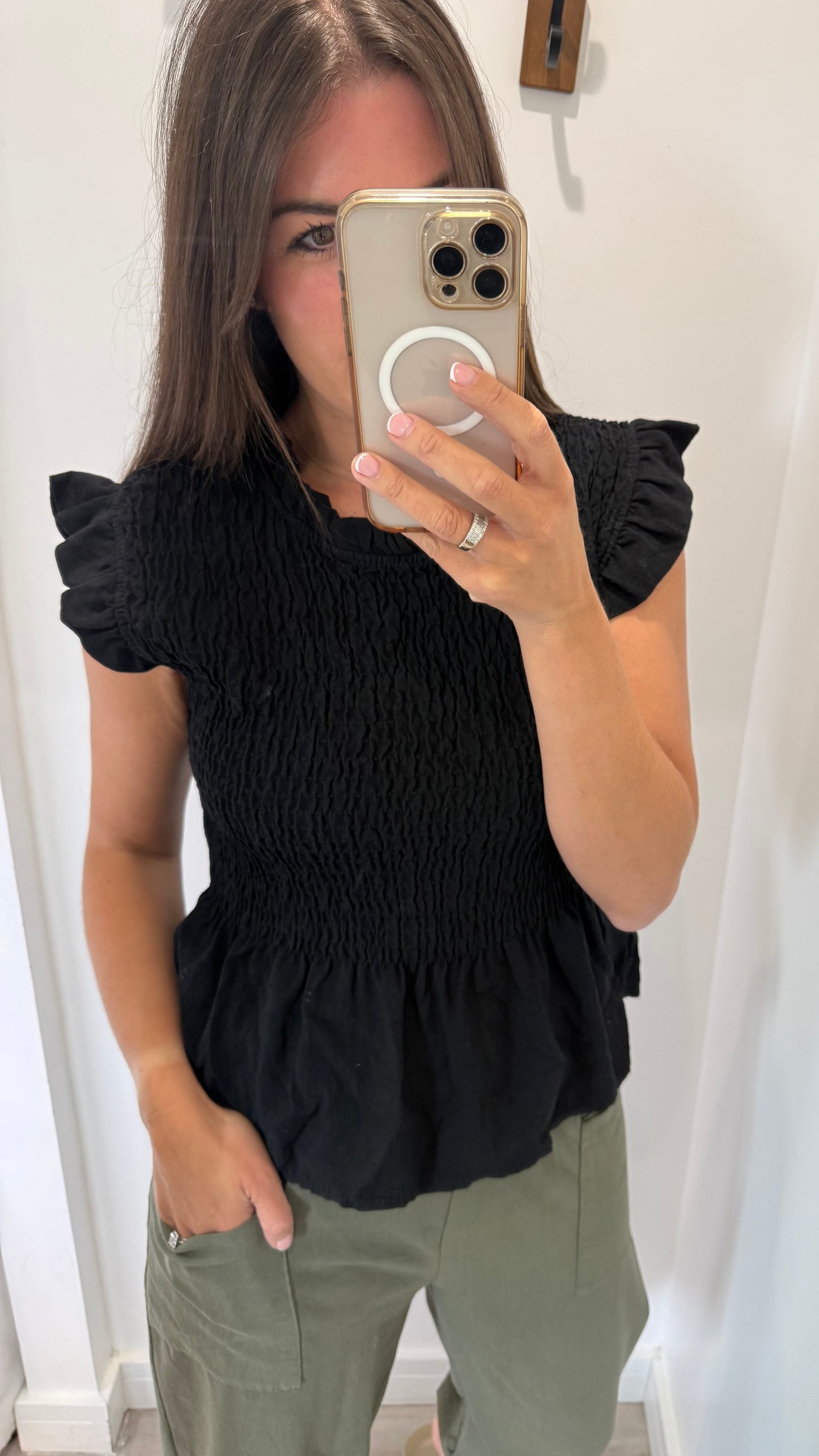 THE EVERYDAY SHIRRED TOP - BLACK
