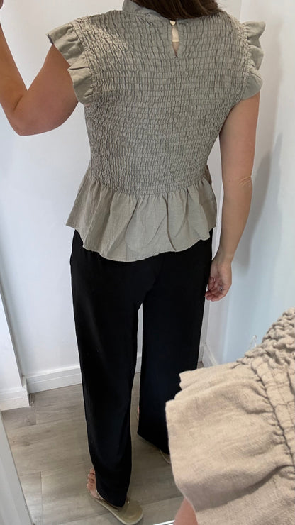 THE EVERYDAY SHIRRED TOP - MOCHA