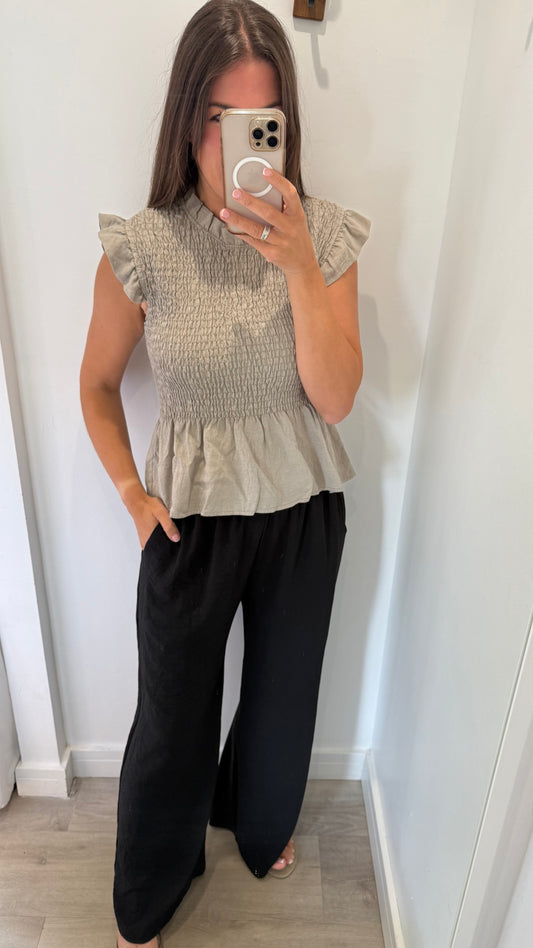 THE EVERYDAY SHIRRED TOP - MOCHA