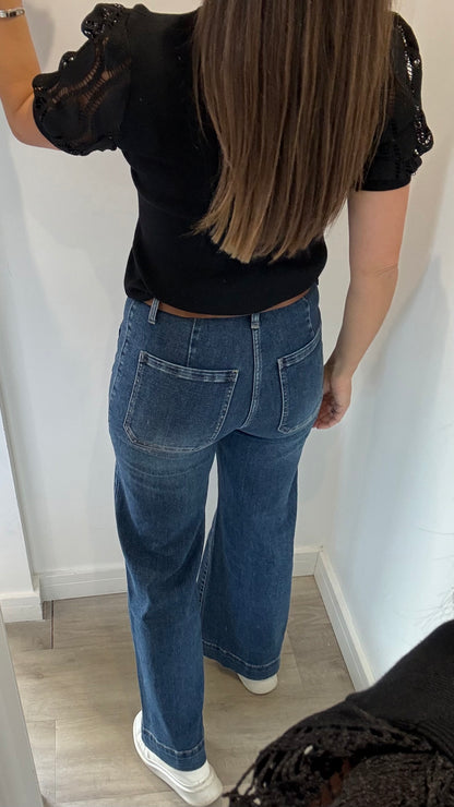 THE FRONT POCKET WIDE LEG JEAN WITH BELT
