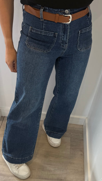 THE FRONT POCKET WIDE LEG JEAN WITH BELT