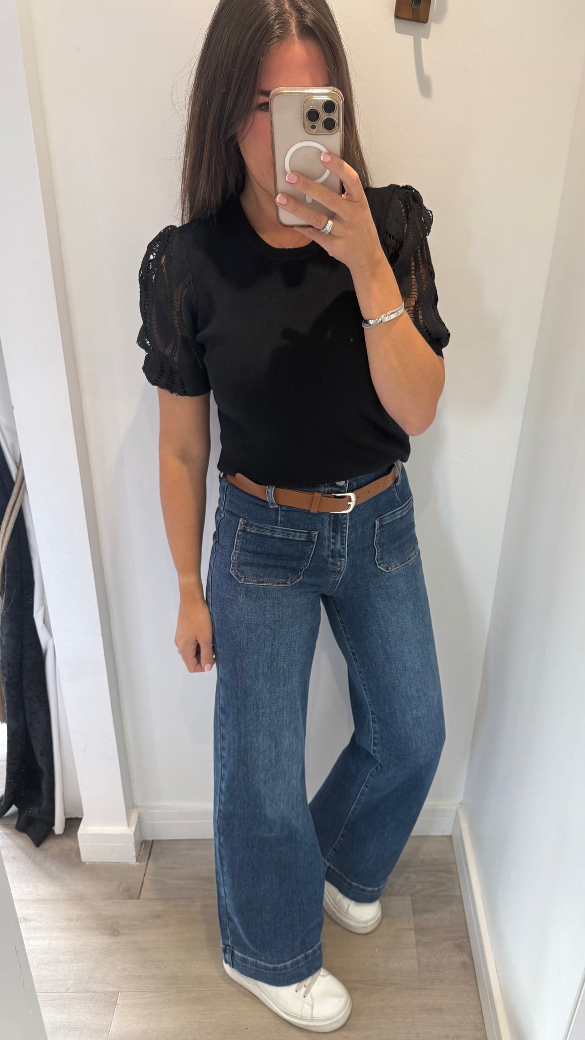 THE FRONT POCKET WIDE LEG JEAN WITH BELT