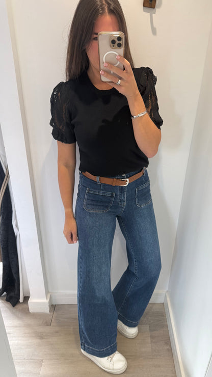 THE FRONT POCKET WIDE LEG JEAN WITH BELT