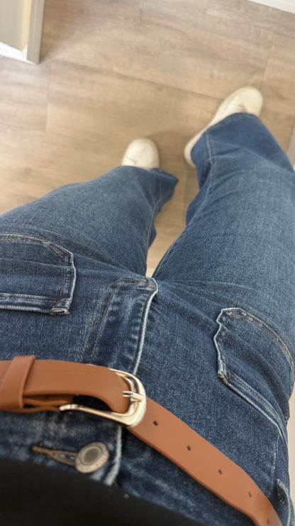 THE FRONT POCKET WIDE LEG JEAN WITH BELT