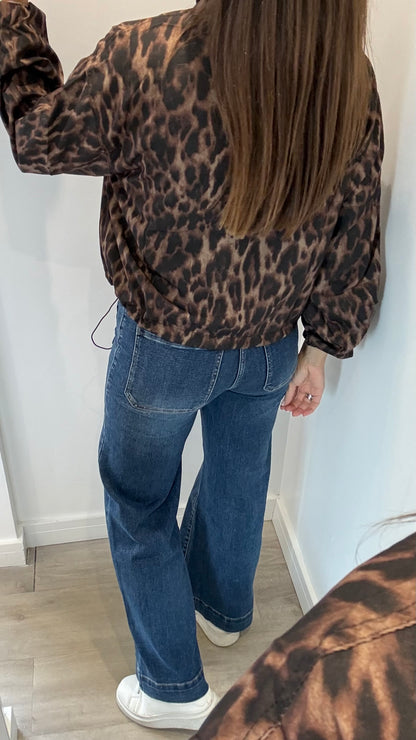THE LEOPARD DRAWSTRING BOMBER JACKET