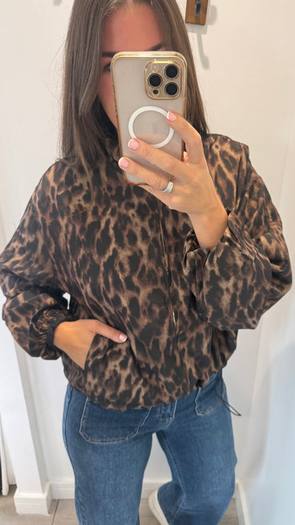 THE LEOPARD DRAWSTRING BOMBER JACKET